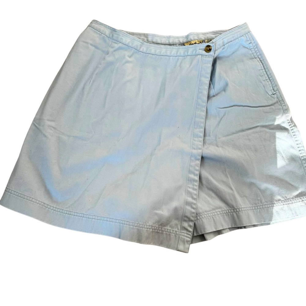Eddie Bauer Women’s Blue Skort Size 16 Cotton Wrap Front Pockets Casual Summer